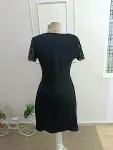 Kadın Kısa Kollu Yuvarlak Yakalı Kolu Dantelli Kısa Viıskon Elbise-7