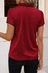 Kadın Kısa Kollu Yakası Fırfırlı Bağcıklı Janjan Krep Bluz-3