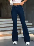 Kadın Yüksek Bel Paçaya Doğru Geniş Kot Pantolon-4