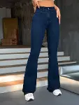 Kadın Yüksek Bel Paçaya Doğru Geniş Kot Pantolon-5