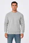 Erkek Üç İplik Düz Bisiklet Yaka SweatShirt - Gri-1