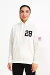Üç İplik Kapüşonlu Ön Ve Arka Baskılı SweatShirt Hoodie - Beyaz-2