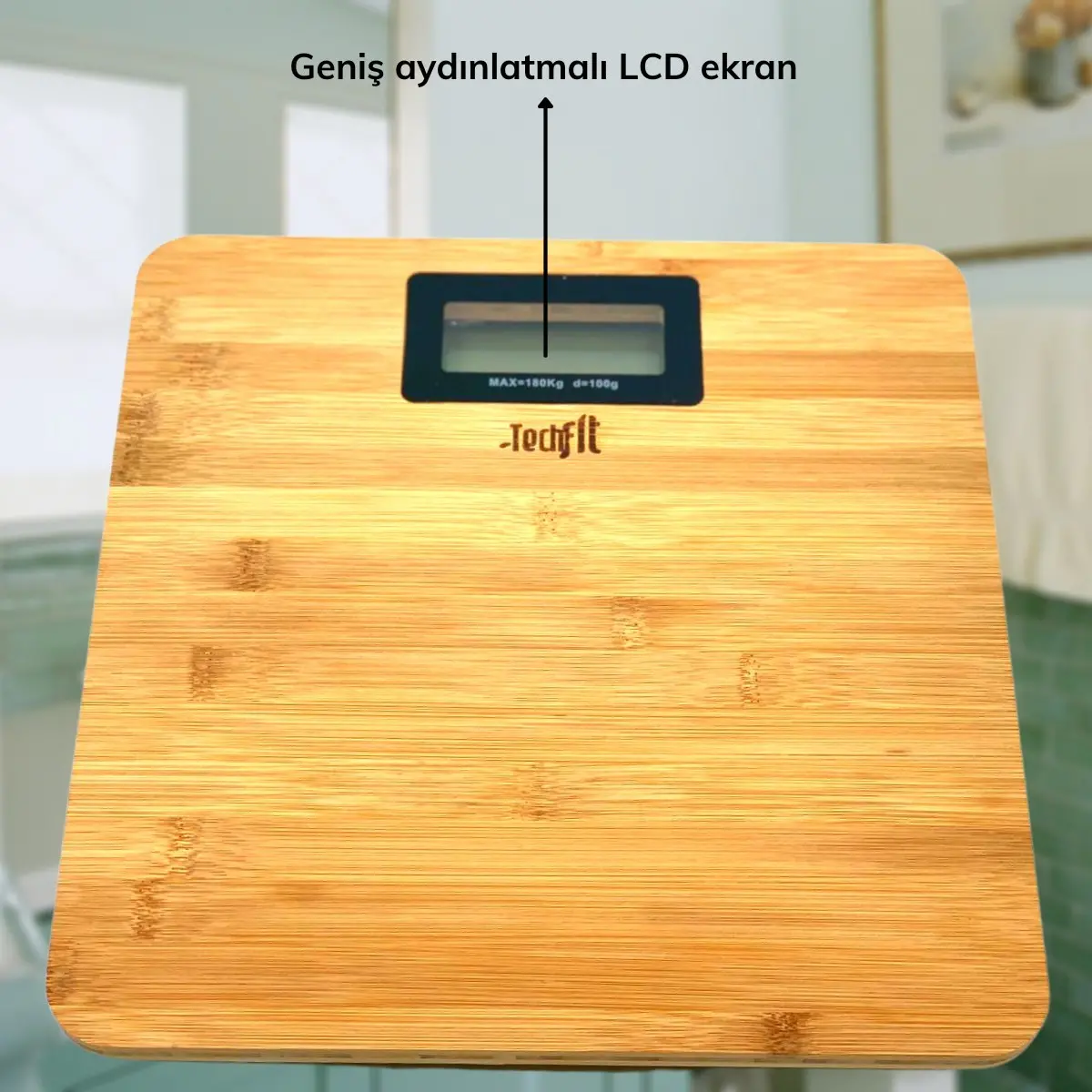 Techfit Bambu Banyo Baskülü Yüksek Hassasiyetli Darbelere Dijital Dayanıklı Terazi Tf 1065 Max 180kg (4745)-2