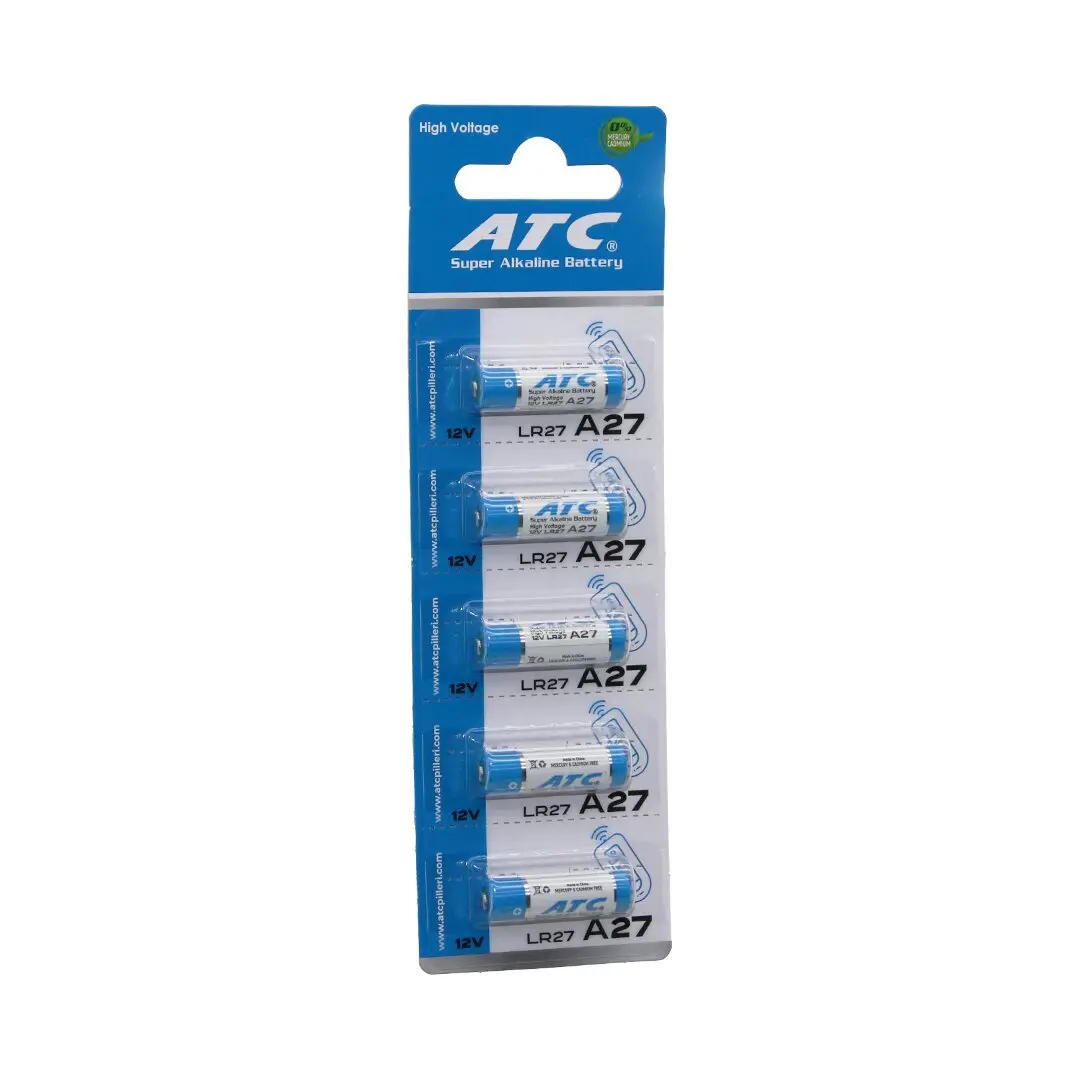 ATC SUPER ALKALİNE BATTERY A27 - 27A LR27 ARAÇ - OTO KUMANDA PİLİ 12V 5Lİ KART (4745)