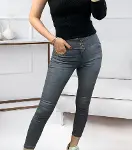 Yüksel Bel Likralı Kot Pantolon (Gri)-3