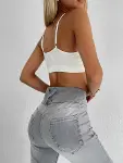 Yüksel Bel Likralı Kot Pantolon (Gri)-7