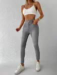 Yüksel Bel Likralı Kot Pantolon (Gri)-8