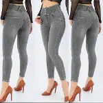 Yüksel Bel Likralı Kot Pantolon (Gri)-1