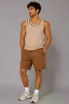 Erkek Dokuma Kumaş Cepli Bağcıklı Regular Fit Yazlık Şort - Kahverengi-2