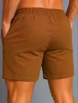 Erkek Dokuma Kumaş Cepli Bağcıklı Regular Fit Yazlık Şort - Kahverengi-3