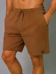 Erkek Dokuma Kumaş Cepli Bağcıklı Regular Fit Yazlık Şort - Kahverengi-1