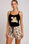 Renkli Ayıcık Desenli Askılı Şortlu Kadın Pijama Takımı-7