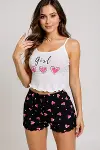 Kalp Desenli Askılı Şortlu Pijama Takımı-6