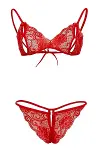 Kırmızı Dantelli Fantazi Sütyen ve G-String Takım TM2048-3