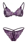 Mor Dantelli Sütyen Ve Gstring Takımı TM2087-3