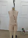 Kadın Askılı önü Düğmeli Asimetrik Detaylı Bluz Ve Astarlı Short Ikili Takım-7