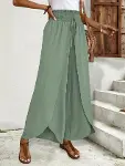 Kadın Beli Lastikli Bağcıklı önü Asimetrik Detaylı Aerobin Pantolon-2