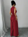 Kadın Balıkçı Yaka Kolsuz Incili Beli Kuşaklı Uzun Janjan Tulum-3