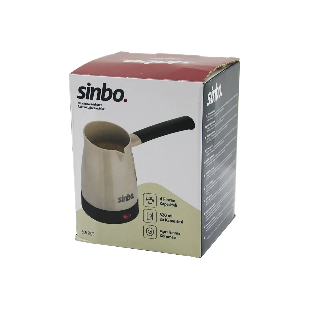 SİNBO SCM-2975 ELEKTRİKLİ CEZVE PLS.TÜRK KAHVE MAKİNE ÇELİK GİZLİ REZİSTANS700W 4 FİNCAN - 320MLTAK-ÇIKAR KULP (4745)