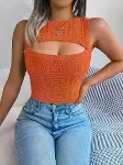 Kadın Askılı Bisiklet Yaka Güpüs Dekolteli Triko Crop Bluz-2