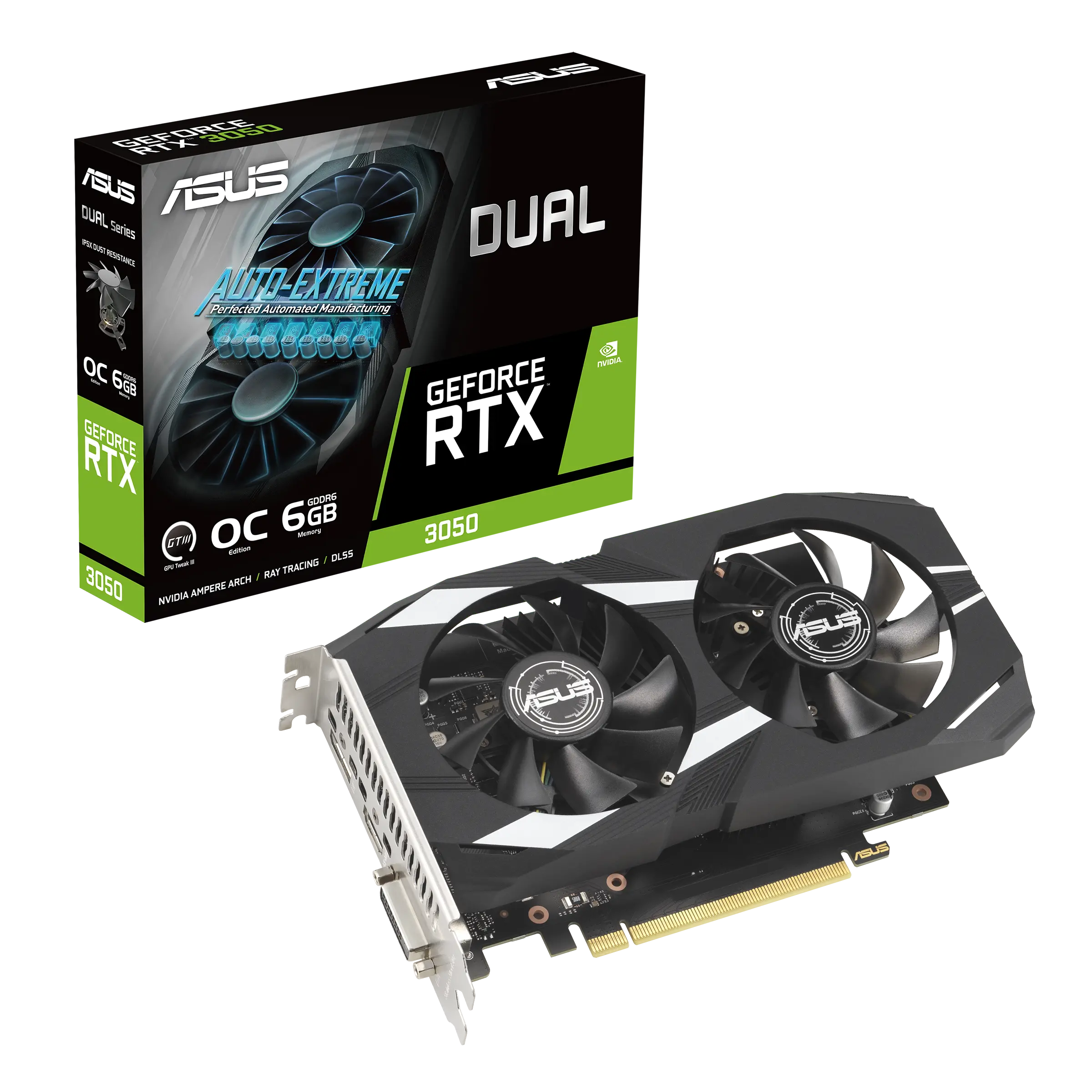 90YV0K60-M0NA00 DUAL-RTX3050-O6G  6GB GDDR6 96Bit 1xHDMI/1xDP/1xDVI GAMING Ekran Kartı