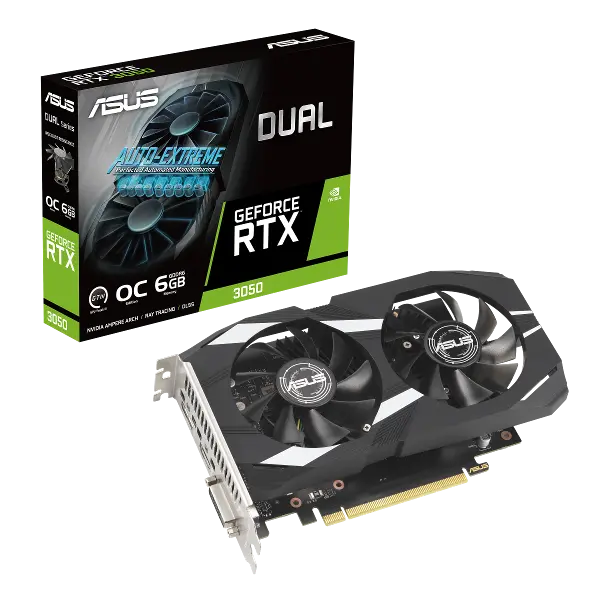 90YV0K60-M0NA00 DUAL-RTX3050-O6G 6GB GDDR6 96Bit 1xHDMI/1xDP/1xDVI GAMING Ekran Kartı