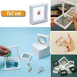 7x7 cm Standlı 3D Takı Ziynet Hatıra Koleksiyon Saklama Kutusu Şeffaf Film Çerçevesi (4745)-1