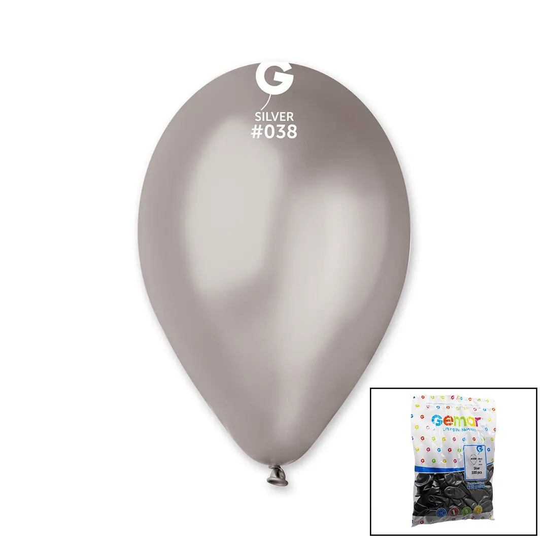 GM-110-38 METALİK - GÜMÜŞ BALON 11'' - 28CM - 100 PARÇA (4745)