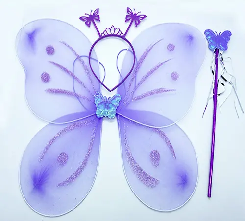 Lila Renk Kelebek Kanadı Tacı ve Sopası 50x37 cm (4745)