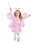 Toz Pembe Renk Kelebek Kanadı Tacı ve Sopası 50x37 cm (4745)-3