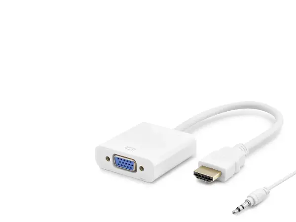 Hdmi To Vga Dişi Ses Çıkışlı Görüntü Dönüştürücü 1080P - Beyaz HDX2019B