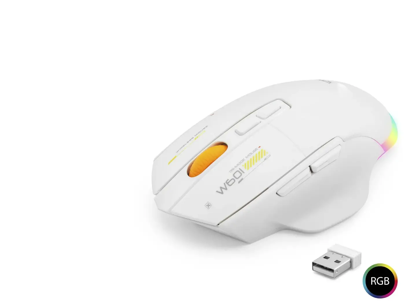 MKESPN Dual Mode Kablosuz Mouse 12800 Dpi 7 Tuş Makro 1000Hz Rgb - Beyaz W601W