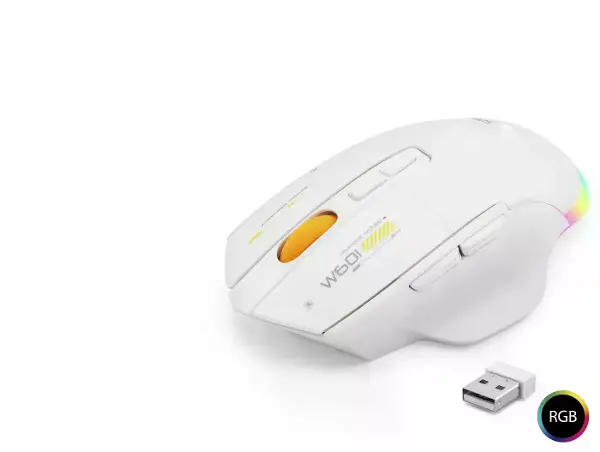 MKESPN Dual Mode Kablosuz Mouse 12800 Dpi 7 Tuş Makro 1000Hz Rgb - Beyaz W601W