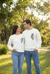 Sevgililer Günü Özel Bisiklet Yaka Baskılı Oversize Sweatshirt - Beyaz-2
