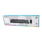 SİYAH GÖKKUŞAĞI IŞIKLI USB KABLOLU OYUNCU KLAVYE - MOUSE SET (4745)-1
