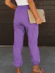 Kadın Yüksek Bel Bağcıklı Cepli Paça Ağzı Lastikli Parasüt Pantolon-5