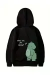 Sevgililer Günü Baskılı Oversize Kapüşonlu Sweatshirt Hoodie - Siyah-1