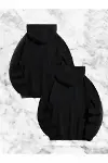 Sevgili Çift Kombini Örümcek Baskılı Kapüşonlu Sweatshirt Hoodie - Siyah-2