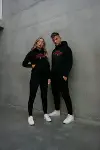 Yılbaşı Merry Christmas Baskılı Oversize Kapüşonlu Sweatshirt Hoodie - Siyah-2