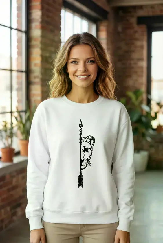 Sevgililer Günü Baskılı Oversize Bisiklet Yaka Sweatshirt - Beyaz