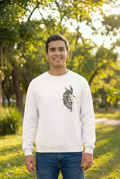 Sevgililer Günü Baskılı Oversize Bisiklet Yaka Sweatshirt - Beyaz