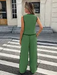 Kadın Kolsuz önü Düğmeli Yelek Ve Pantolon Ikili Takım-3