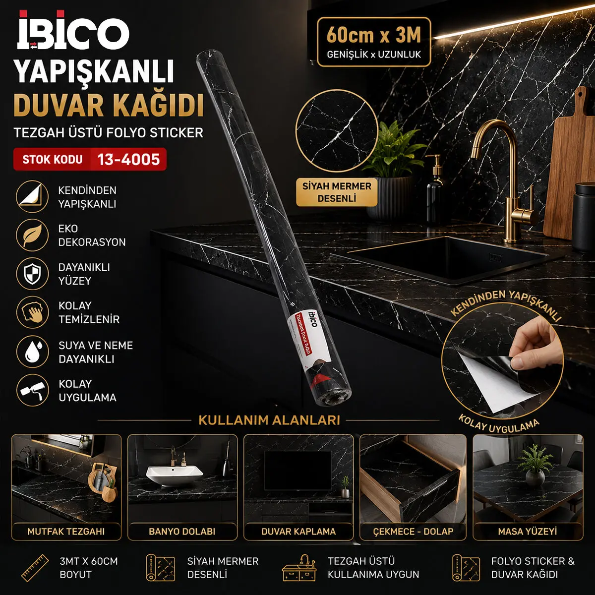 3MT X 60CM SİYAH MERMER DESENLİ TEZGAH ÜSTÜ FOLYO STİCKER - DUVAR KAĞIT KENDİNDEN YAPIŞKANLI - EKO DEKORASYON - DAYANIKLI (4745)-2 3MT X 60CM SİYAH MERMER DESENLİ TEZGAH ÜSTÜ FOLYO STİCKER - DUVAR KAĞIT KENDİNDEN YAPIŞKANLI - EKO DEKORASYON - DAYANIKLI (4745)-2