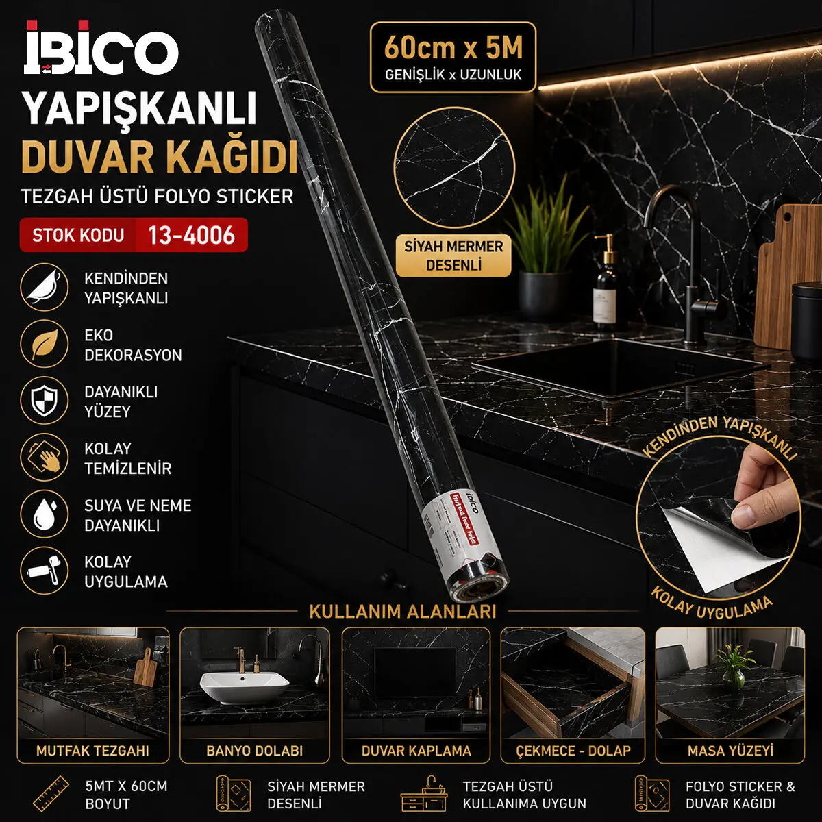 5MT X 60CM SİYAH MERMER DESENLİ TEZGAH ÜSTÜ FOLYO STİCKER - DUVAR KAĞIT KENDİNDEN YAPIŞKANLI - EKO DEKORASYON - DAYANIKLI (4745)-2 5MT X 60CM SİYAH MERMER DESENLİ TEZGAH ÜSTÜ FOLYO STİCKER - DUVAR KAĞIT KENDİNDEN YAPIŞKANLI - EKO DEKORASYON - DAYANIKLI (4745)-2