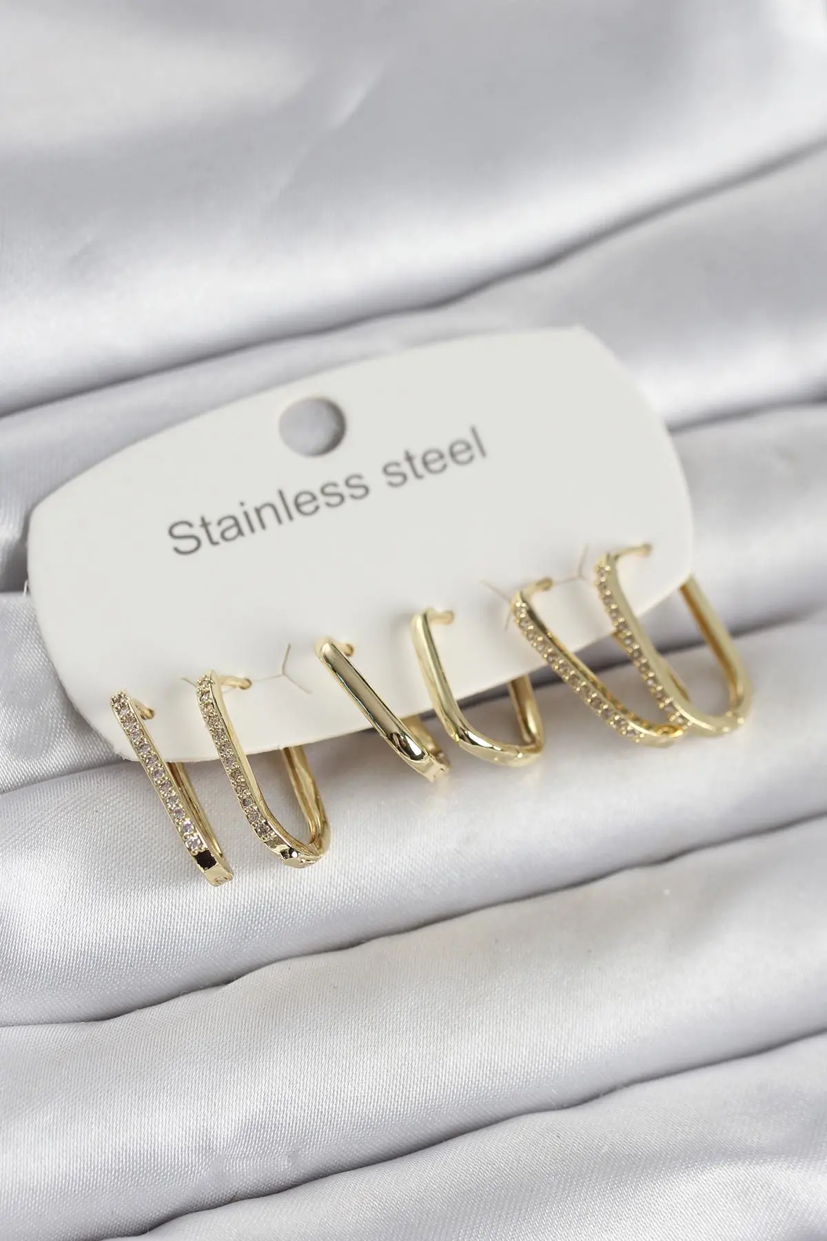 316L Çelik Gold Renk 6'lı Set Geometrik Model Kadın Küpe TJ-BKP11741