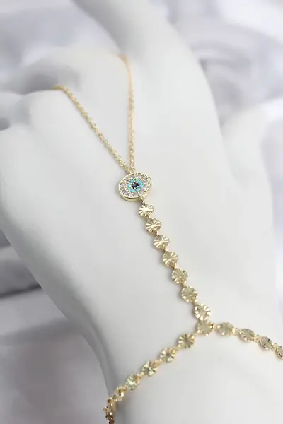 Gold Renk Pirinç Zirkon Taşlı Nazar Model Şahmeran TJ-SN773