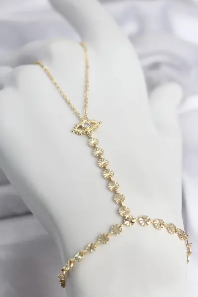 Gold Renk Pirinç Zirkon Taşlı Göz Model Şahmeran TJ-SN779