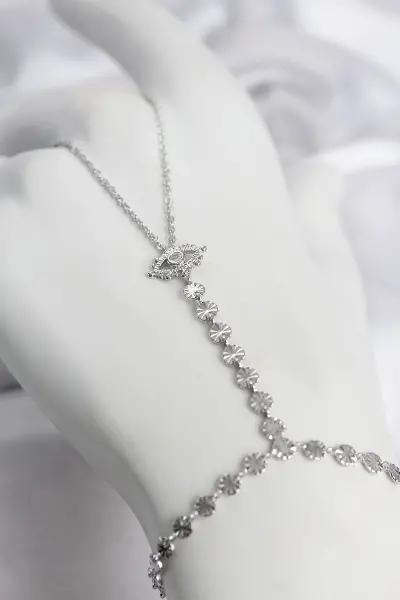 Gümüş Renk Pirinç Zirkon Taşlı Göz Model Şahmeran TJ-SN780