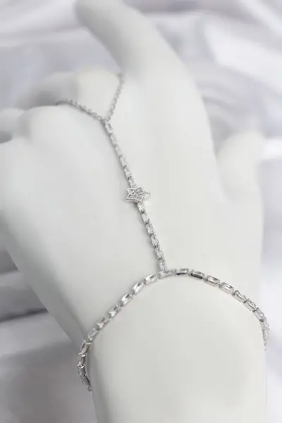 Gümüş Renk Pirinç Zirkon Taşlı Yıldız Model Şahmeran TJ-SN790