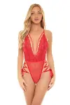 İp Detaylı Dantelli Kırmızı Body-2